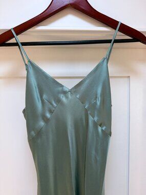 SILK MAISON Satin Silk Maxi Slip Dress - Lake Blue, S